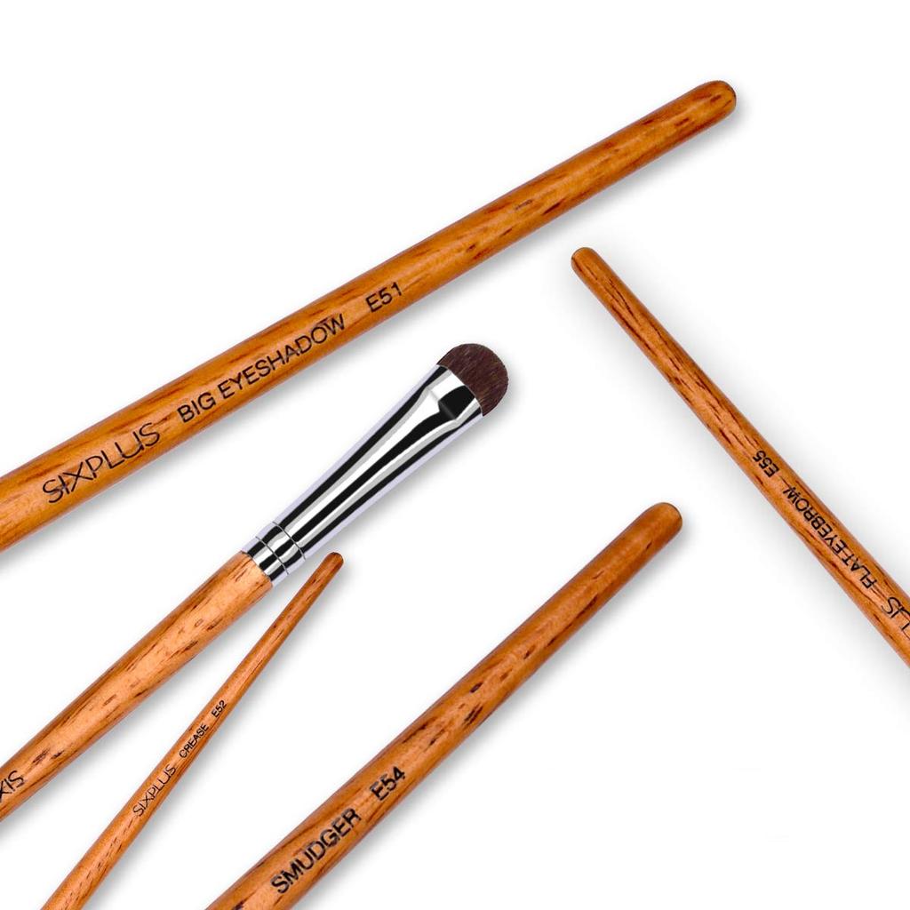 SIXPLUS Oval Nylon and Premium Animal Hair Eye Makeup Brush Set of Includes Makeup Gift Brushes, 5, Pouch,