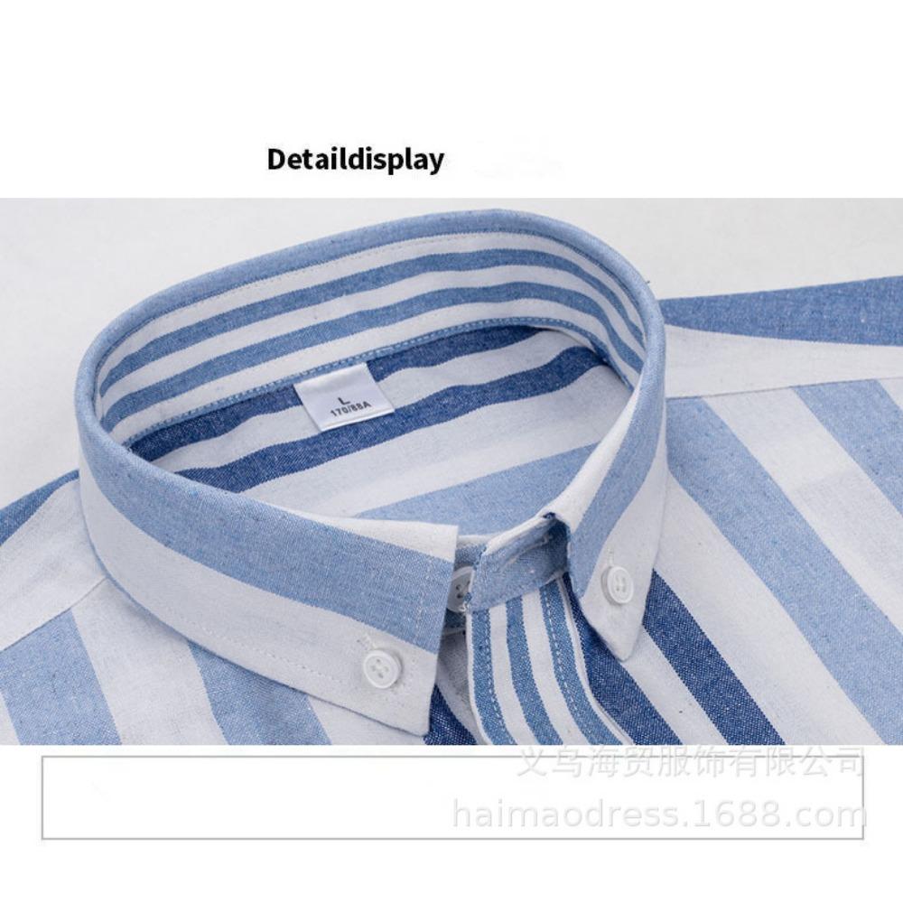 Men's Striped Shirt Summer Casual Oxford Spinning Loose Long Sleeves