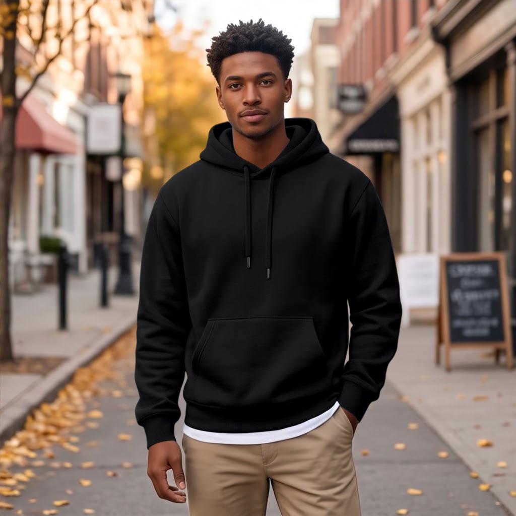 Men's Basic Long Sleeve Hoodie with Pocket