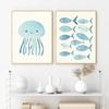 Cute Ocean Animals Watercolor Poster Minimalism Beach Octopus Whale Prints Canvas Painting Wall Art Picture Home Kids Room Decor