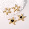 Waterproof New Stainless Steel Stud Earrings Women's Ocean Series Vacation Wind Starfish Dripping Oil 18k Gold Earrings