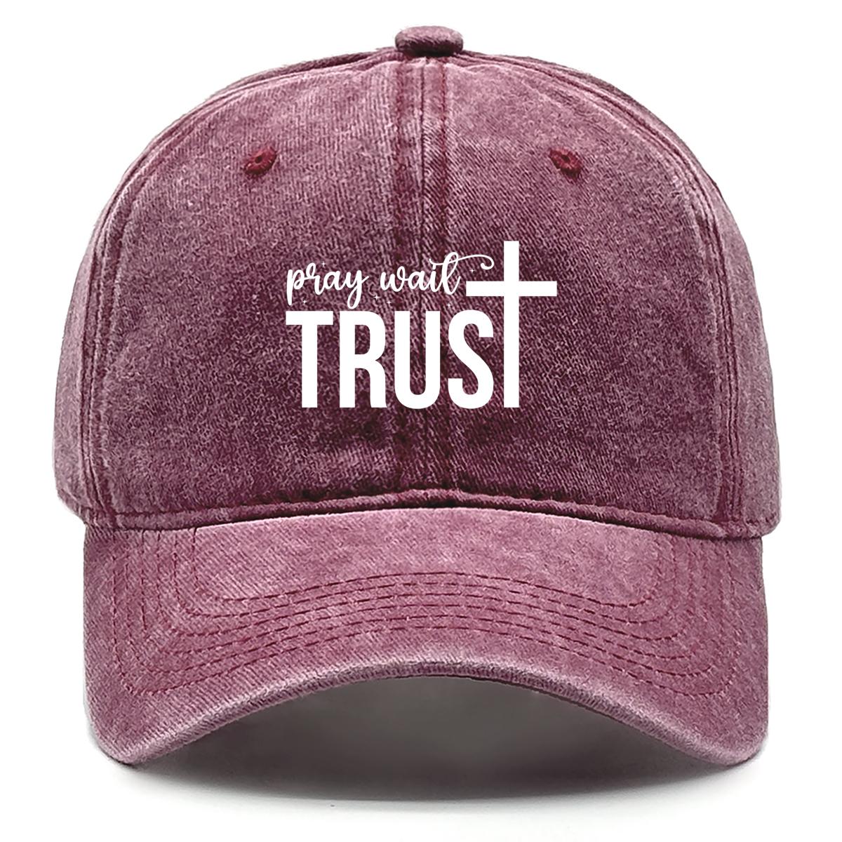 

TRUST Cross Print Snapback Baseball Cap, Sports Hat Simple Casual Solid Color Fit Adjustable Sun Hat as the picture вина червоного кольору