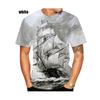 Summer Hot Sale Fashion Personality Funny Short Sleeved Pirate Ship Men's 3D Printed T-shirt Casual Street Shirt