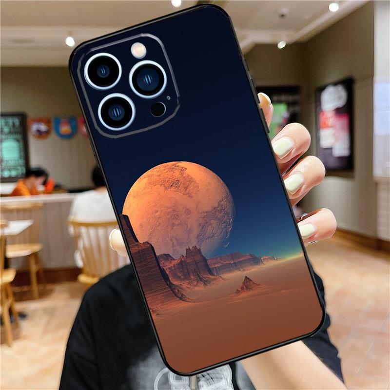 Moon Stars Space Case For iPhone 17 Pro Max 16 15 14 11 12 13 Mini Plus 16e 17 Air Bumper Cover Accessories