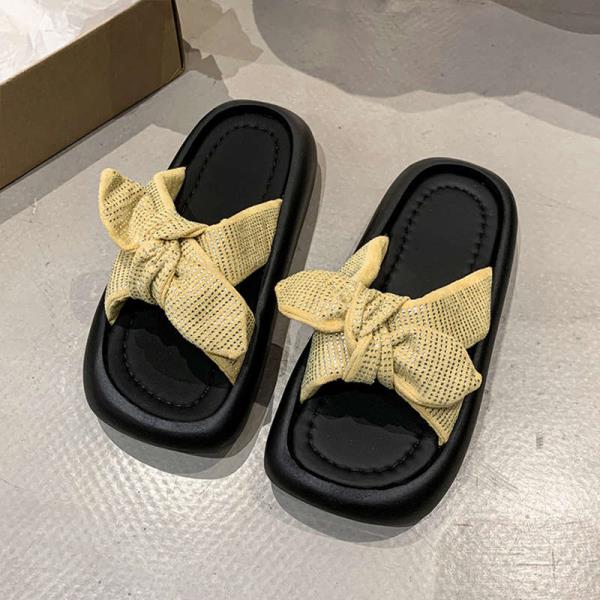 Fashion House Slippers Platform Butterfly-Knot Shoes Woman 2025 Pantofle Shale Female Beach Soft New Sabot Butterfly-knot Slides