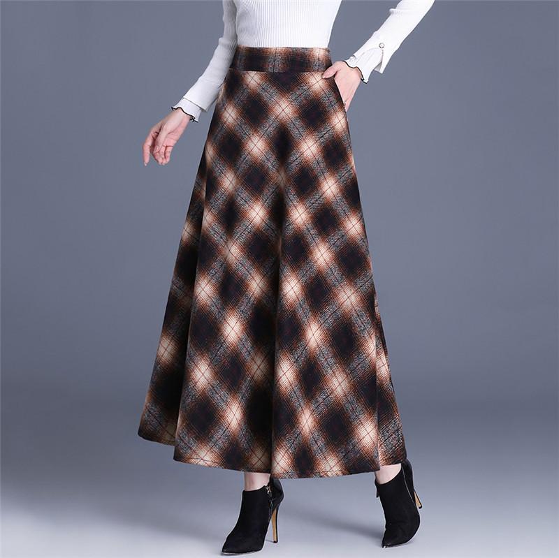 Tooxika New Oversized Woolen Half Skirt For Women With High Waisted Contrasting Plaid Hem Skirt