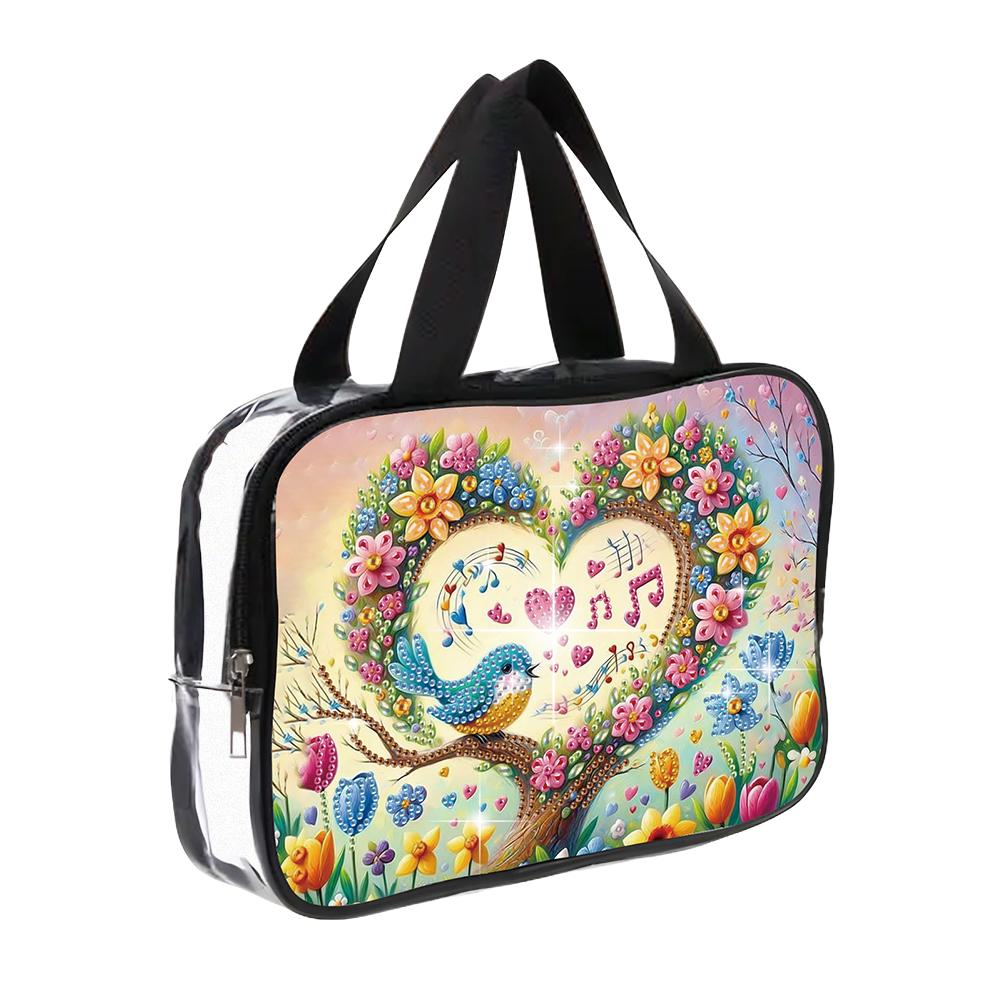 DIY Diamond Art Crystal Rhinestone Cosmetic Bag Zipper Closure 5D Diamond Painting PVC Pouch Large Capacity for Home Decor Gift