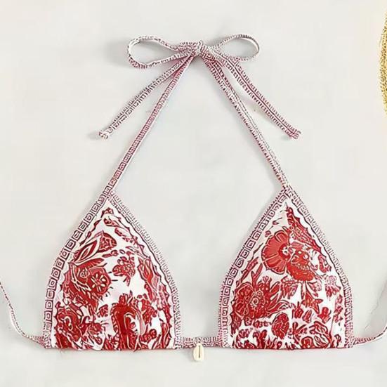 3Pcs/Set Swimsuit Set Halter Chest Pads No Steel Support Bra Swimming Briefs Cover Up