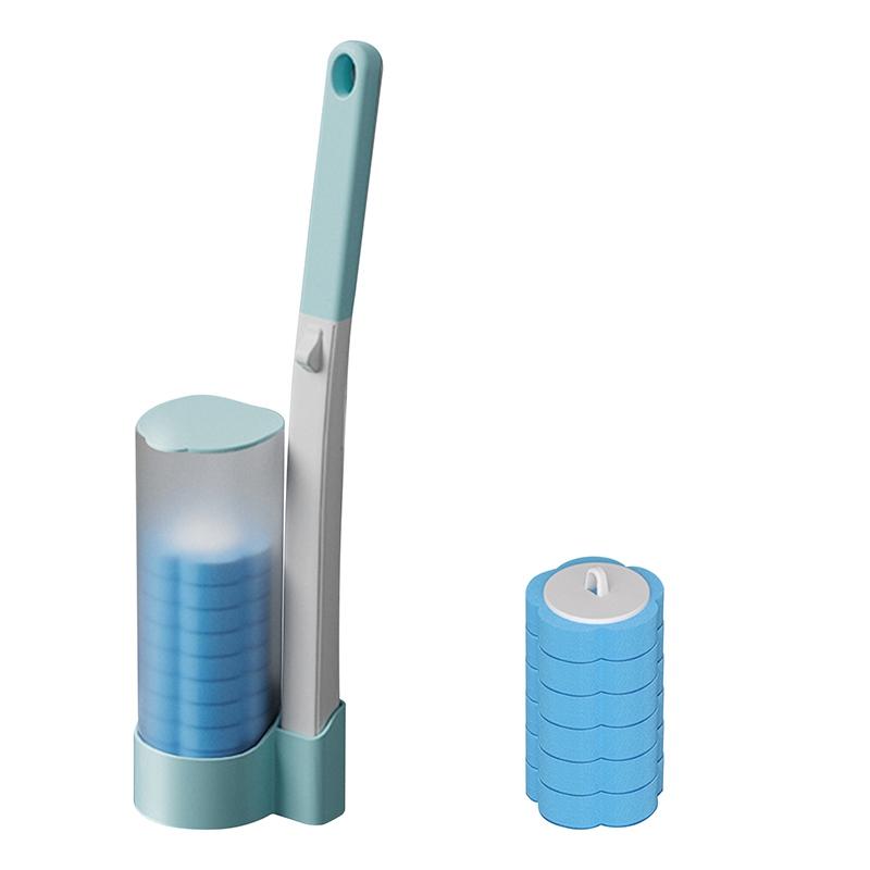 Disposable Toilet Brush Cleaner With Long Handle Bathroom Cleaning Sponge Brush With Replaceable Brush Head Toilet Accessories