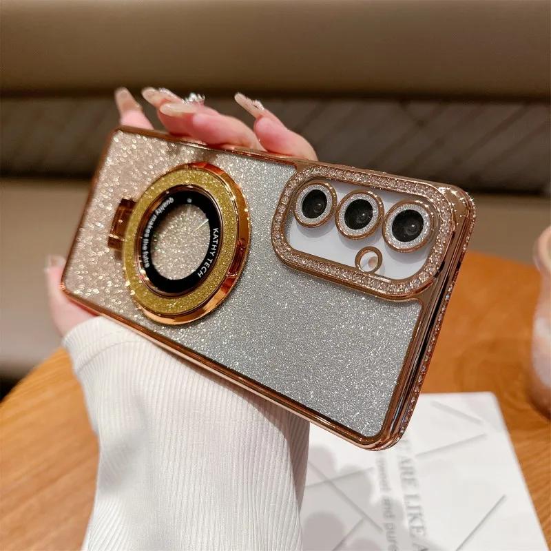 Luxury Magnetic Stand Shockproof Case For Samsung Galaxy A36 A56 A55 A35 A54 A34 A26 A25 A16 A15 A06 5G Glitter Diamond Cover