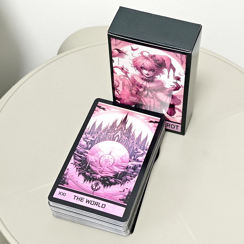 Pink Gothic 10.3*6cm Themed 78 Pcs Tarot Cards