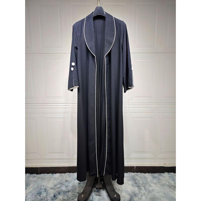 Indonesia Middle East Turkey Cross-Border Cardigan Long Female Dress Fall and Winter Fashion Dubai Elegance Ruched Robe Robe