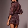 Women Long Sleeve Polka Dot Sheer Puff Sleeve Shirt and High Waist Shorts Set Lightweight Breathable Two Piece Outfit