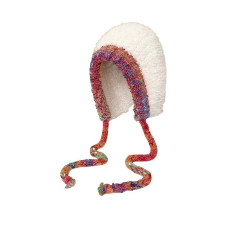 Soft Plush Pullover Hats Windproof Knitted Warm Hat Fashion Fluffy Beanie Hat  Cycling Riding