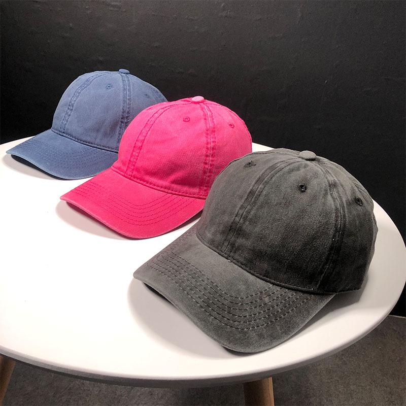 Retro washed cotton solid color baseball cap Korean version hipster street outdoor soft top cap