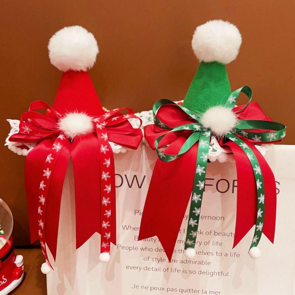 Bowknot Children Christmas Hair Clip Christmas Formal Hat Christmas Hat Headband  Girls