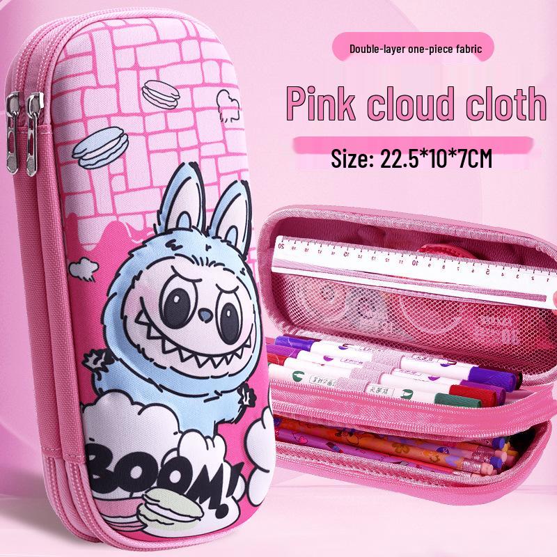 3D Cartoon Double-Layer Pencil Case for Kids - Large Capacity Zipper Bag for Boys and Girls
