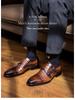 Men's Genuine Leather Slip-On Monk Shoes - Square Toe Business Casual