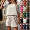 Batwing Shirt Elastic Waist Short Sleeve Shorts Two-piece Set Batshirt Elastic Waist Shorts Set