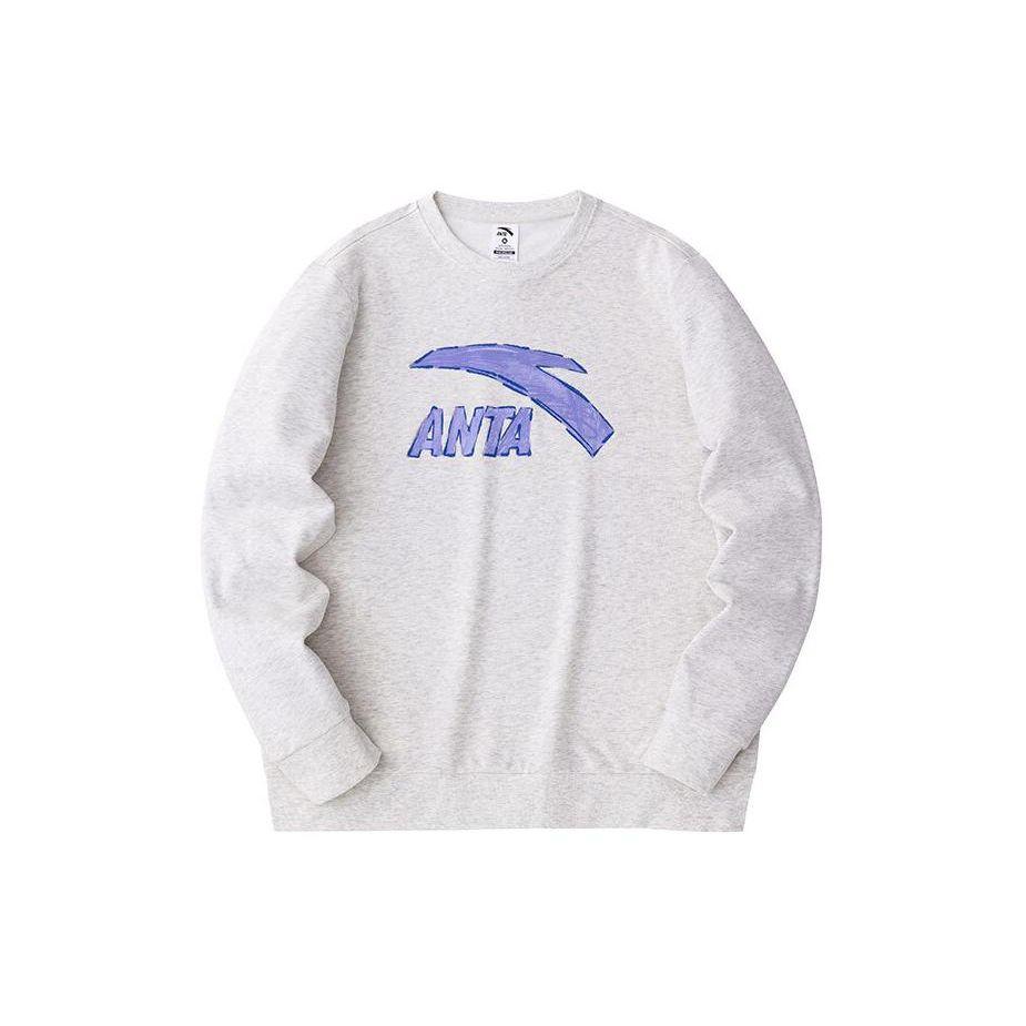

Anta Lifestyle Series Color Block Logo Print Вязаный пуловер Повседневная толстовка Унисекс Серый Цветочно-серый 972418707-2 M