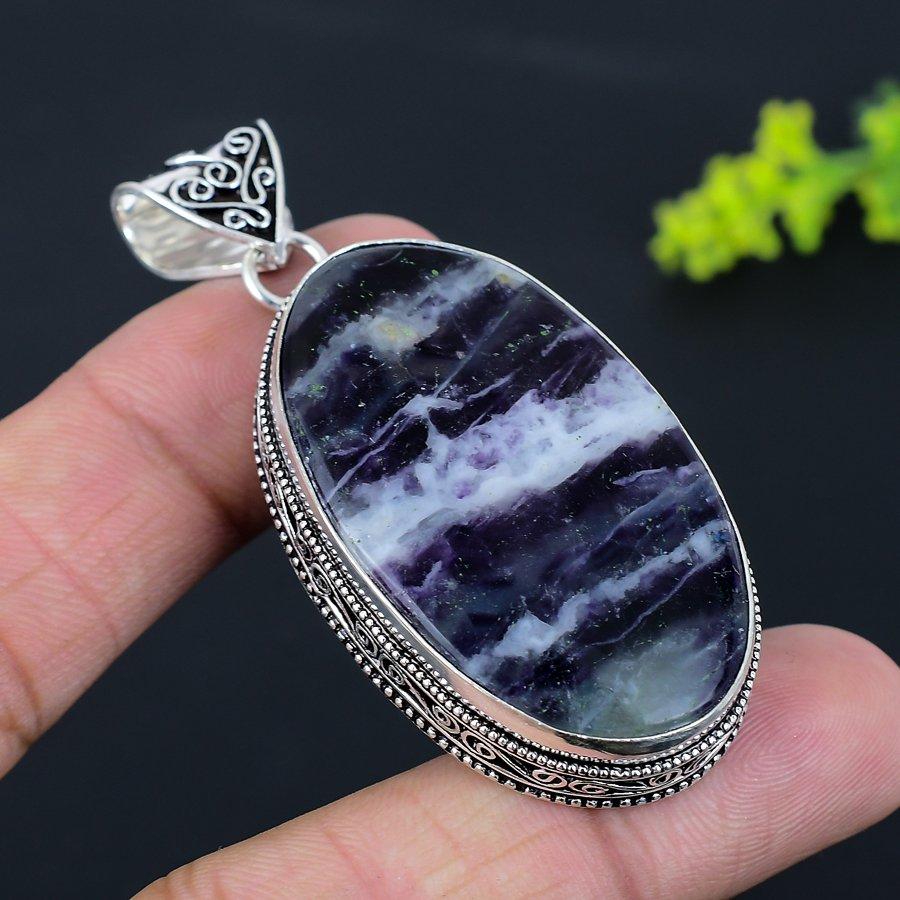 Kemmererite Gemstone Handmade 925 Sterling Silver Jewelry Pendant 2.64" a2k58