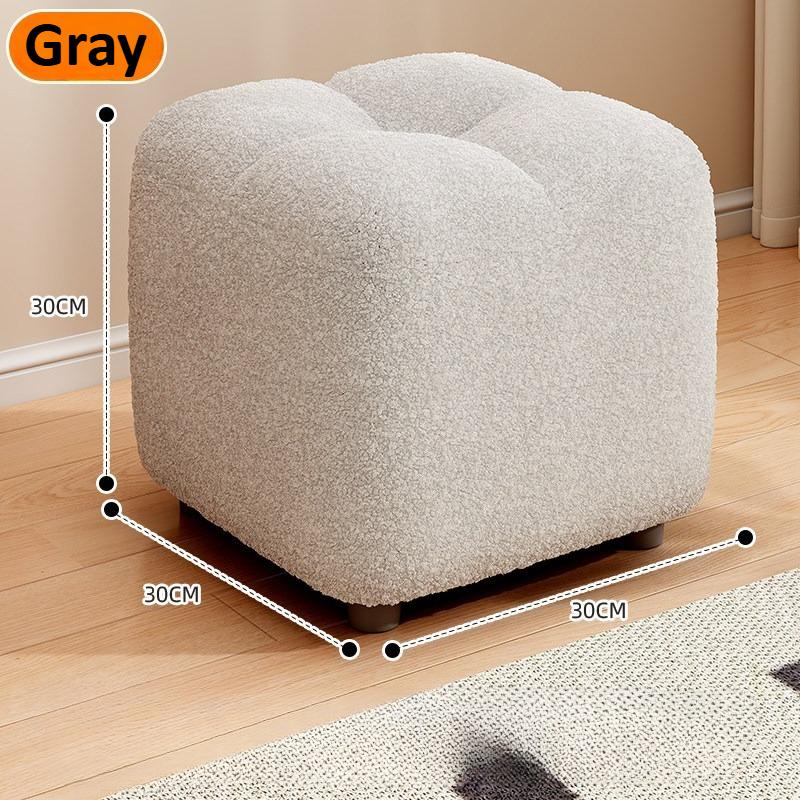 Lamb Wool Small Stool, Sitting Cushion, Sofa Stool, Living Room Small Stool, Shoe Changing Stool