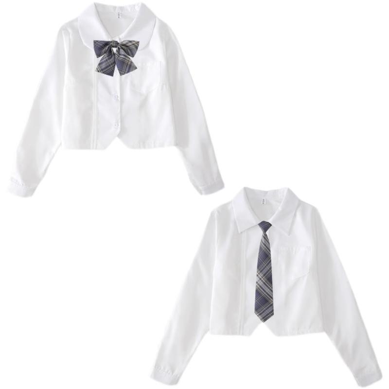 Early Autumn Women's Long-Sleeve White Japanese JK College Style Accordion Pleat Shirt