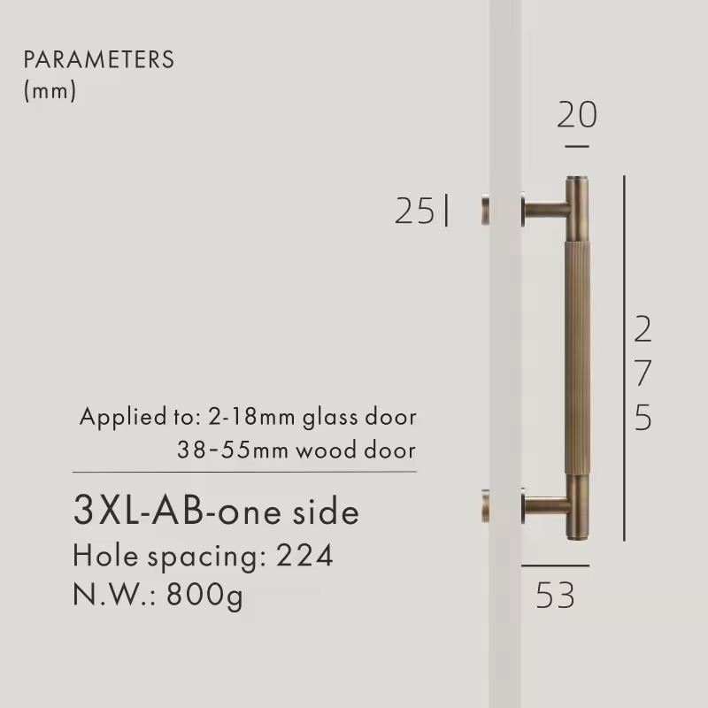 Dooroom Brass Double Single Sided Linear Striped Pull Bar Wood Gate Furniture Handle Door Handle Matt Gold Black Handle