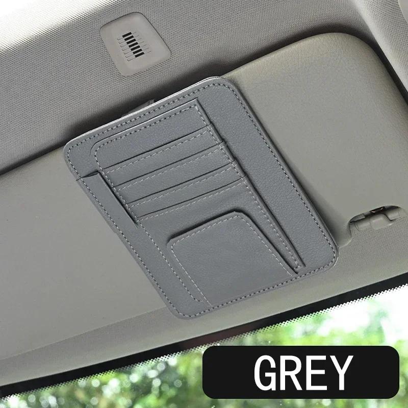 

Організатор на сонцезахисний козирок з багатьма кишенями для зберігання документів, багатофункціональний тримач для ручок, карток, окулярів, кліпса, органайзер, аксесуар для салону сірий