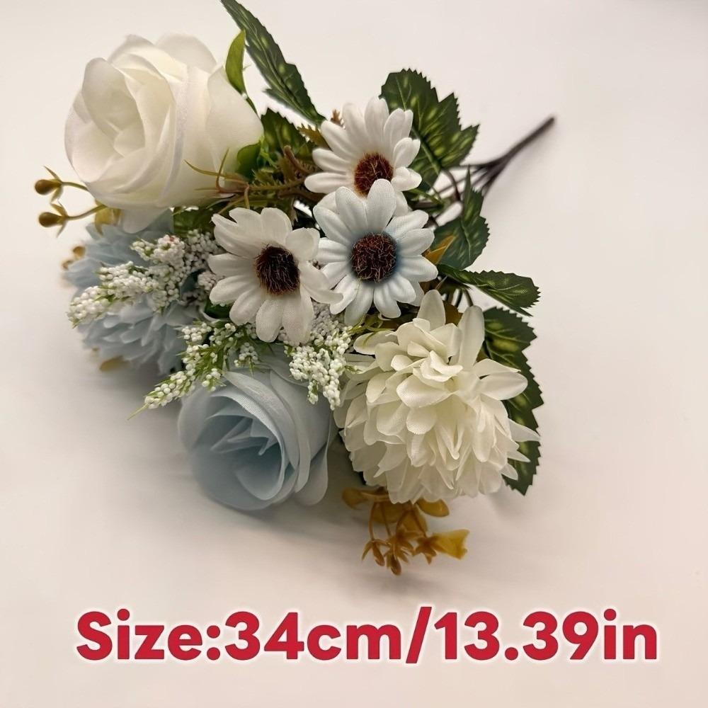 Handheld Flower Artificial Rose Real Touch Hydrangea Flower Simulation Flower  Wedding Decoration синий