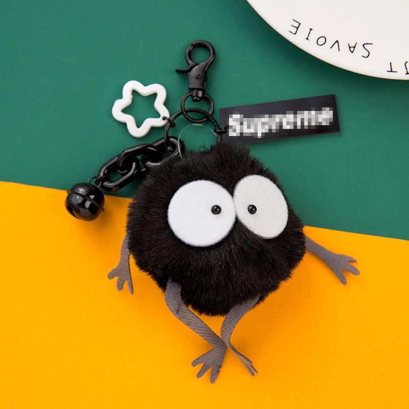Soot Sprite Amulet Plush: Cute Straw Hat, Black Coal Spirit, Pompom Ornament Charm