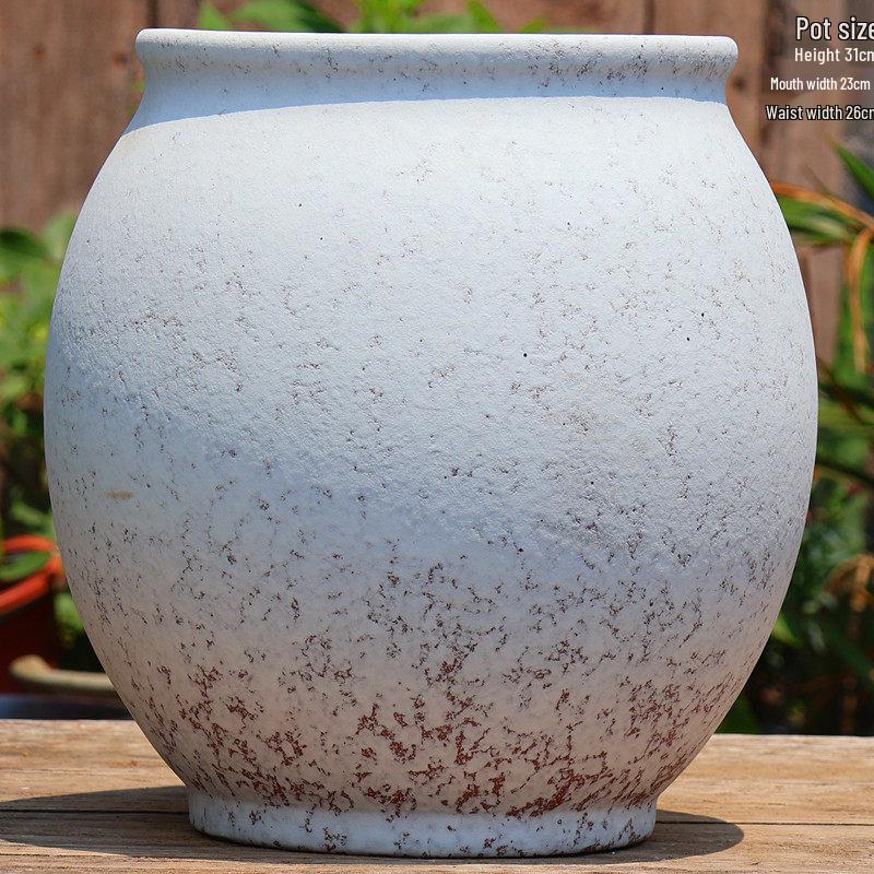 Large Vintage Ceramic Flower Pot for Indoor/Outdoor Plants - Breathable Tall Wide-Mouth Design for Bougainvillea & Succulents