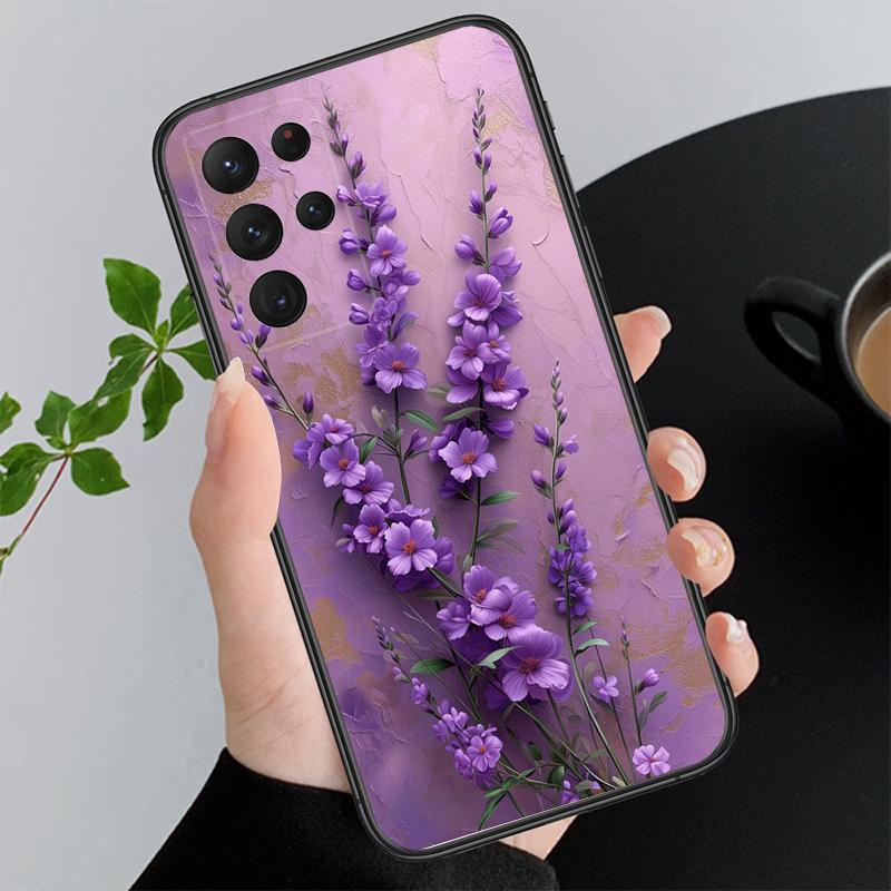 Purple Flower Phone Case For Samsung A35 A55 A54 A15 A25 A05s A05 A22 A24 A52 A33 A34 M34 M14 M54 M23