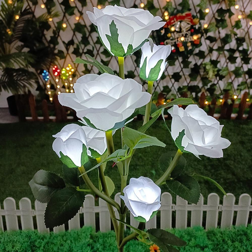 Solar Garden Lights, Solar Outdoor Light, Color Changing Rose Lights for Yard,Garden Decoration, Realistic Rose Flower Lights