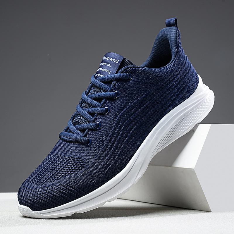 

Men s shoes outdoor fly-woven running shoes sports shoes spring and summer mesh cloth surface large size walking shoes lightweight breathable casual 47 темно-синий