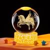 Unicorn Wing 3D Crystal Ball Night Light with Rotating Colorful LED Bluetooth Base
