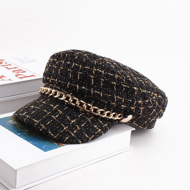 Fashion Women's Beret Hat, Winter Korean Style Leather Peaked Cap, Plain Color Baker Boy Hat for Women
