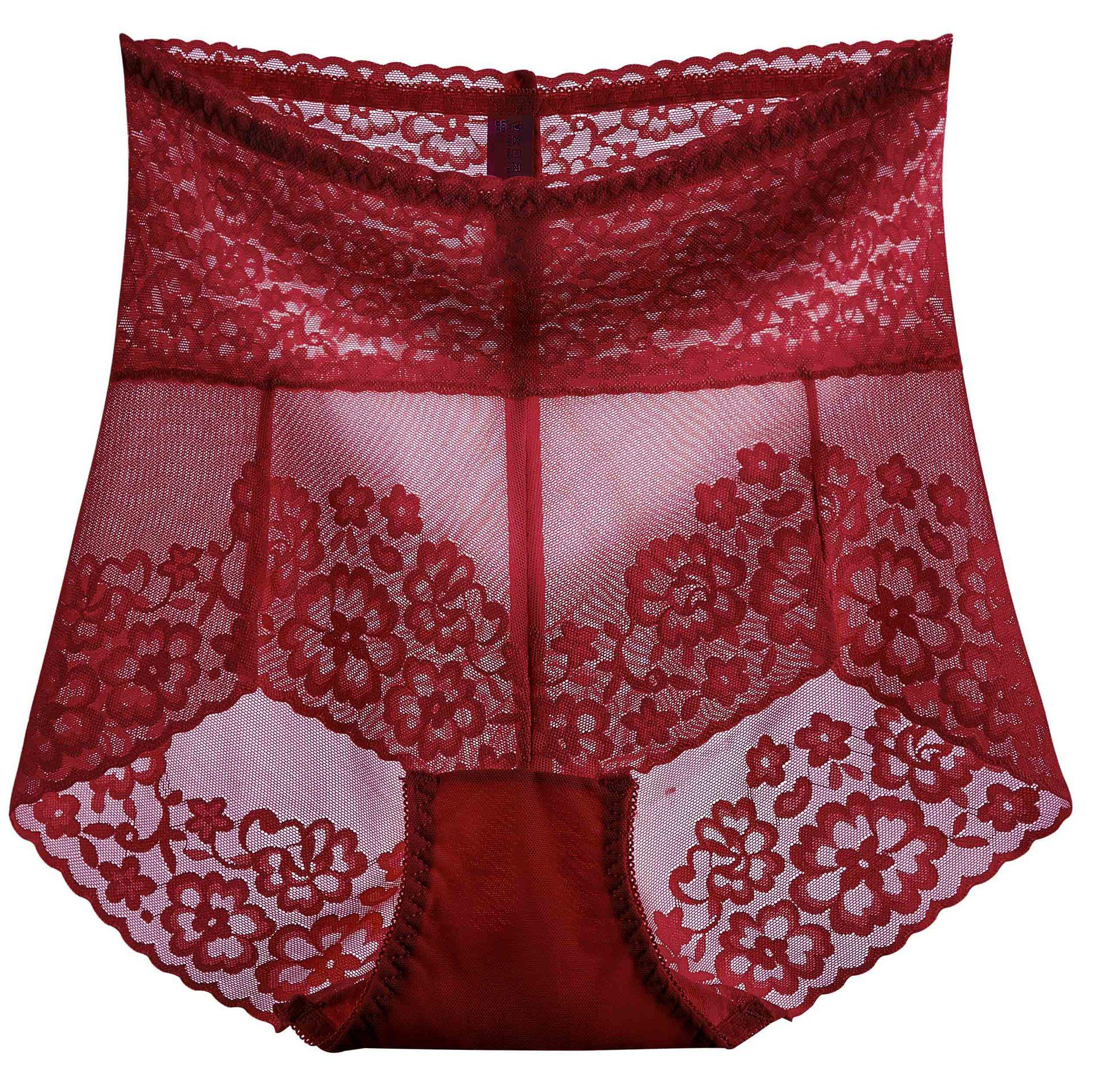 

Кружевные бесшовные трусики с высокой посадкой большого размера, с эффектом подтяжки бедер, прозрачные, с ластовицей из чистого хлопка для женщин XL