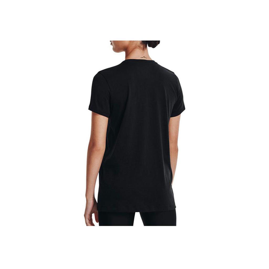 Under Armour Solid Color Round Neck Short Sleeve T-Shirt With Letter Logo Print Women Tops Black 1356305-003