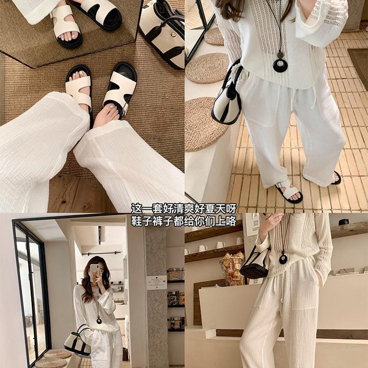 [] Geometric Aesthetics~ Buckle Thick Bottom Casual Beach Slippers Women's Sandals Outer Wear Summer