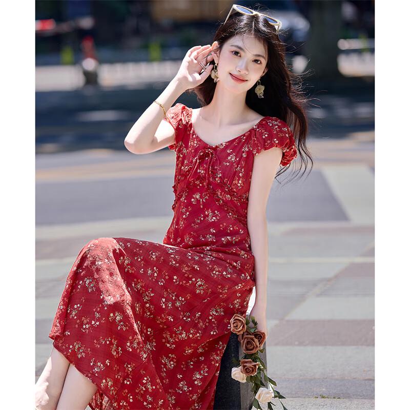 Women's Elegant A-Line Ruffle-Trim Dress