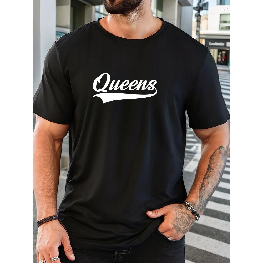 Men's Queens Pattern Summer Casual Crew Neck Short T-shirt