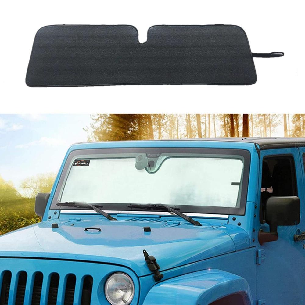 

Автомобильный передний анти-УФ лучи оконный солнцезащитный козырек на лобовое стекло чехол-шторка для Jeep Wrangler TJ JK 1997-2017 автомобильные аксессуары Stylin чёрный