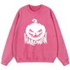 Halloween Pumpkin Girl Vintage Washed Cotton Sweatshirt Simple Loose Pullover Thin Style Crewneck