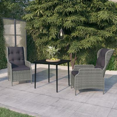 Vidaxl 3-Piece Garden Furniture Set, Light Grey