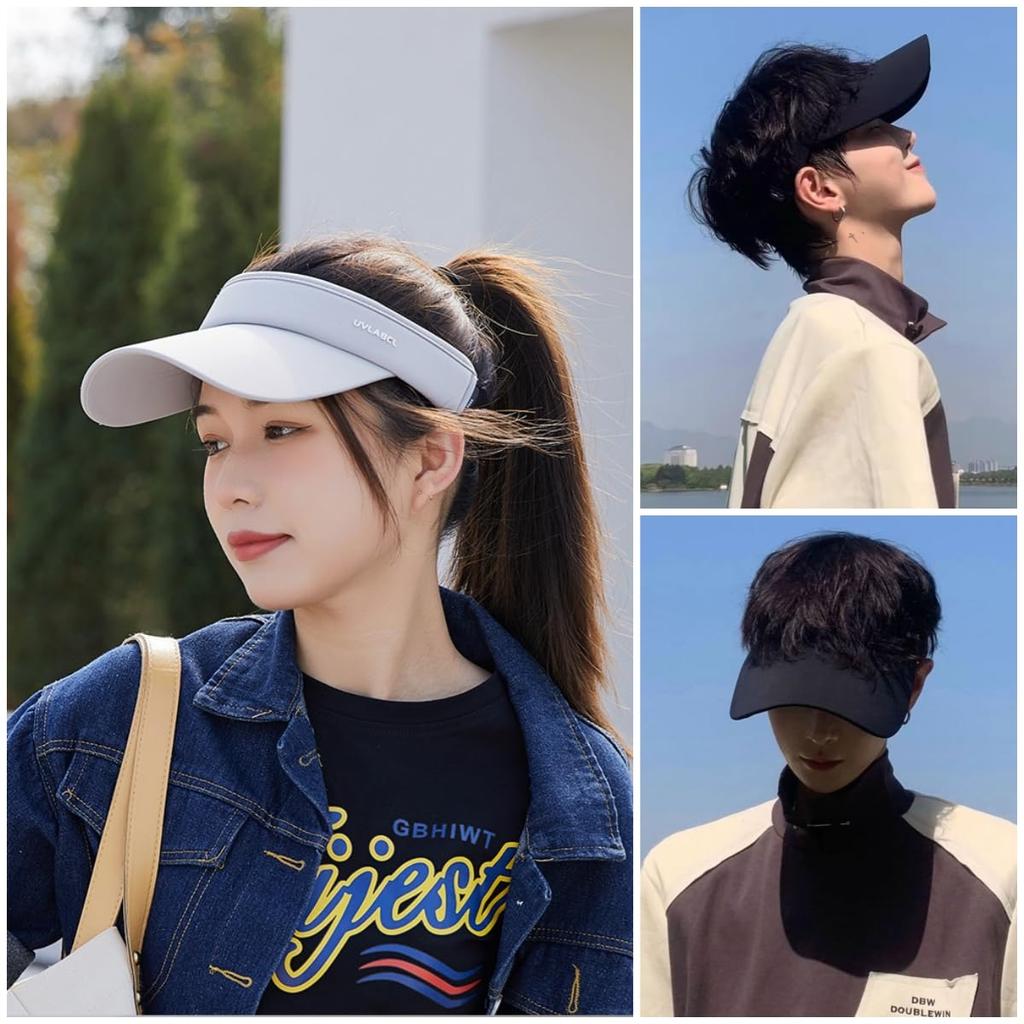 Sun Visor for UV Wide UV Sun Elastic Size Free [Weuiean] Women, Protection, Men's Cap, Brim, Hat, Protection, Protection, Cord, Adjustment, Unisex,