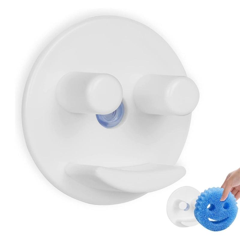 Suction Cup Sponge Holder Smiling Face Sponge Holders Bathroom Kitchen Sink  Holding Round Sponges Accessories