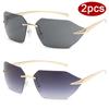 Protective Glasses 2pcs Frameless Metal Frame Sunglasses Steampunk Fashion Simple Style Sun Glasses Vacation Beach UV400 Eyewear