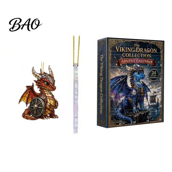 Christmas Tree Hanging Ornaments Dragon Advent Calendar 2026, 2D Flat Acrylic Ornaments, Unique Gifts 24 Days Countdown Gift Box for Kids, Fantasy