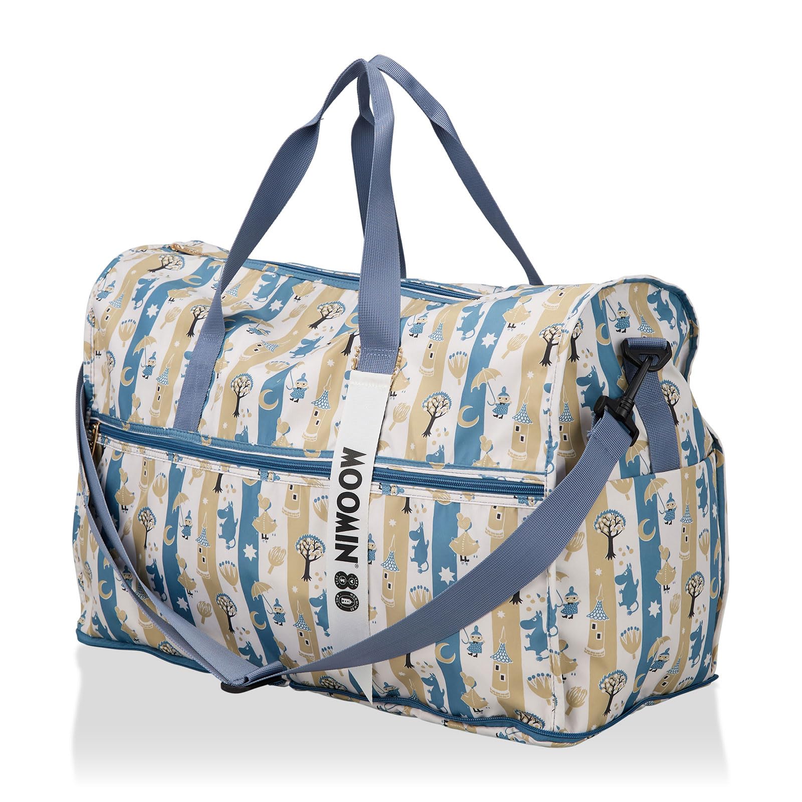 

Folding Boston Bag L Size Special art series Moomin Blue Stripe commemorating the 80th anniversary of the birth of the Moomin novel [Hapitas] MC29.